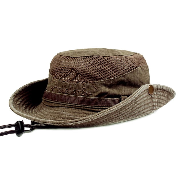 KeepSa Sombrero para el Sol para Hombres, Bordado de algodón, Verano, protección Solar al Aire Libre, Sombrero de Cubo de ala Ancha, Sombrero Plegable Safari Boonie