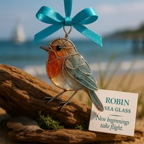 Handmade Sea Glass Birds Ornament, A Unique And Artistic Decorative Piece Crafted From Genuine Tumbled Sea Glass