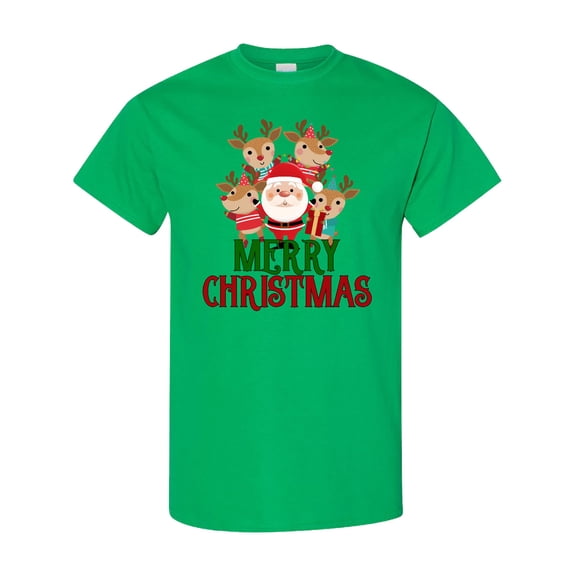 Inktastic Merry Christmas Santa Reindeer T-Shirt