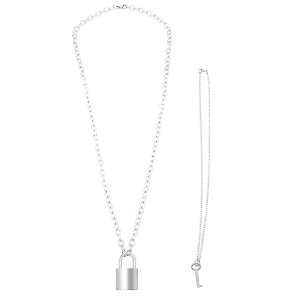 KAKOWELY 2 piezas de collar con colgante de llave y candado de moda para clavícula, regalo de joyería para mujeres y hombres.