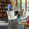 thumbnail image 2 of Homy Casa Desk Chair, High Wingback Comfortable Home Office   Reception Seating, Beige, 2 of 9