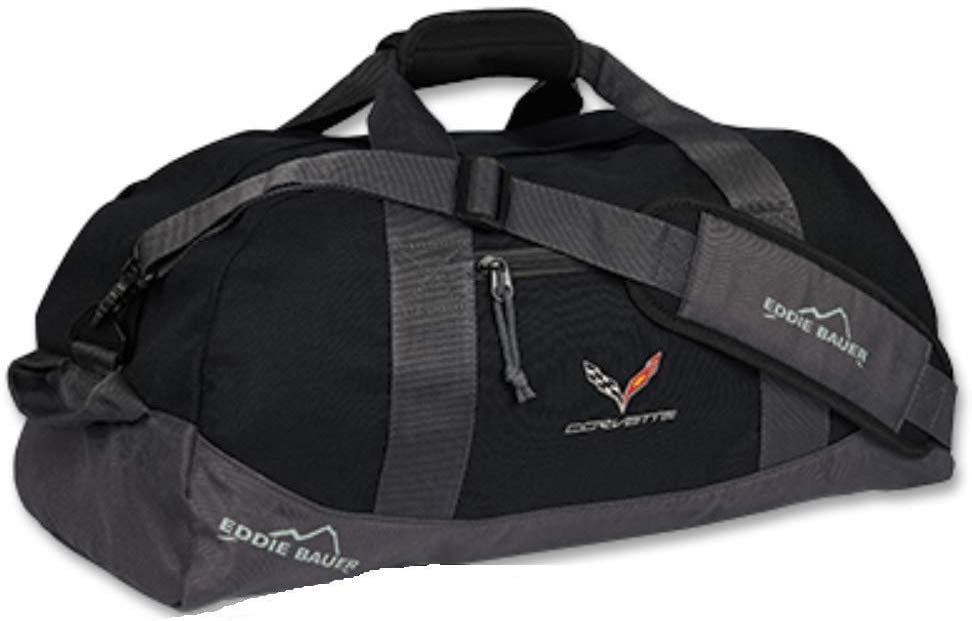 C7 Corvette Eddie Bauer Duffle Bag with Cross Flags Logo Black