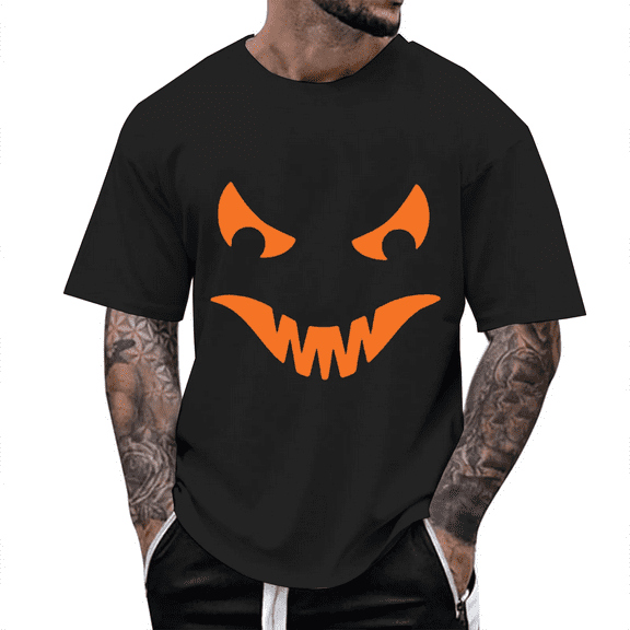 Halloween Pumpkin T-Shirt - Scary Jack O' Lantern Face Graphic Tee for Spooky Season