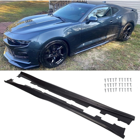 Kojem Side Skirts Rocker Panel Extension Body Pair for 2016 -2022 Chevy Chevrolet Camaro LT LS RS SS Black ZL1 Style Matte Black