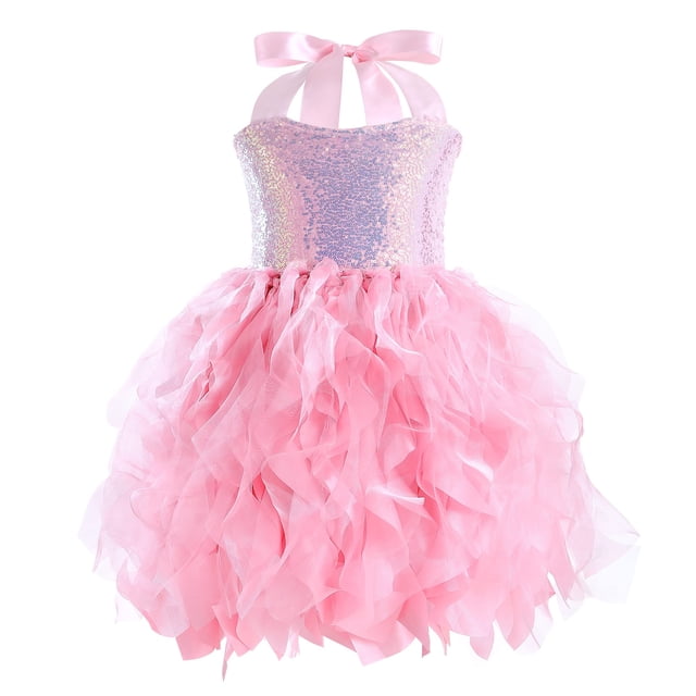 Vestido Suppromo de tul rosa para cumpleaños para niñas de 7 a 8 años
