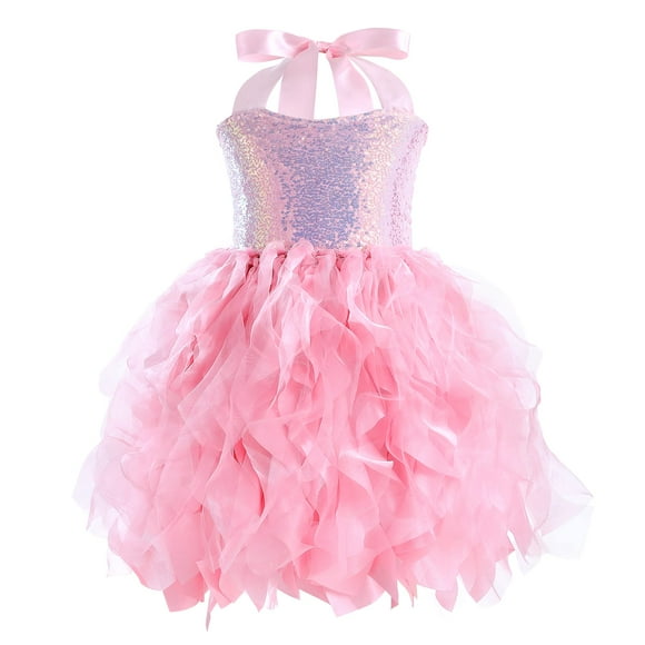 Vestido Suppromo de tul rosa para cumpleaños para niñas de 7 a 8 años