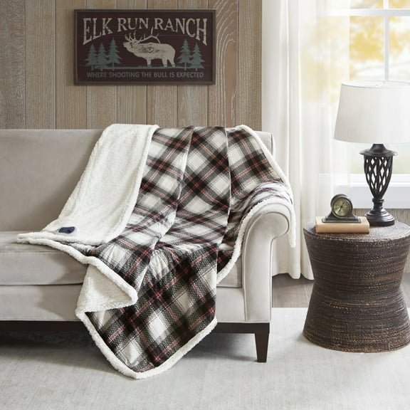 Woolrich Ridley Oversized Heated Throw with Auto Shutoff, 60X70 Inches, Black