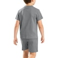 thumbnail image 5 of SGFCWSX Boys 2 Piece Outfits Summer Crew Neck Pocket T Shirt Elastic Waist Shorts Set for Kids Gray Size 7, 5 of 8