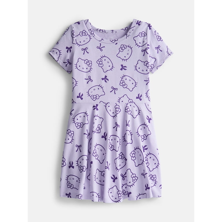 Hello Kitty Girls Print Skater Dress with Short Sleeves photo 1