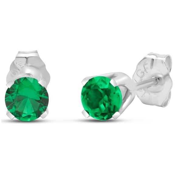 SuperJeweler 1/2 Carat Emerald Stud Earrings for Women in 14 Karat White Gold Filled , Elegant Emerald Earrings for Women, Classic Stud Earrings