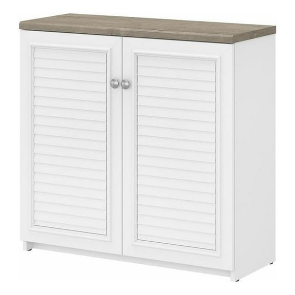 Scranton & Co Farmhouse Engineered Wood Small Storage Cabinet w/ Doors in White