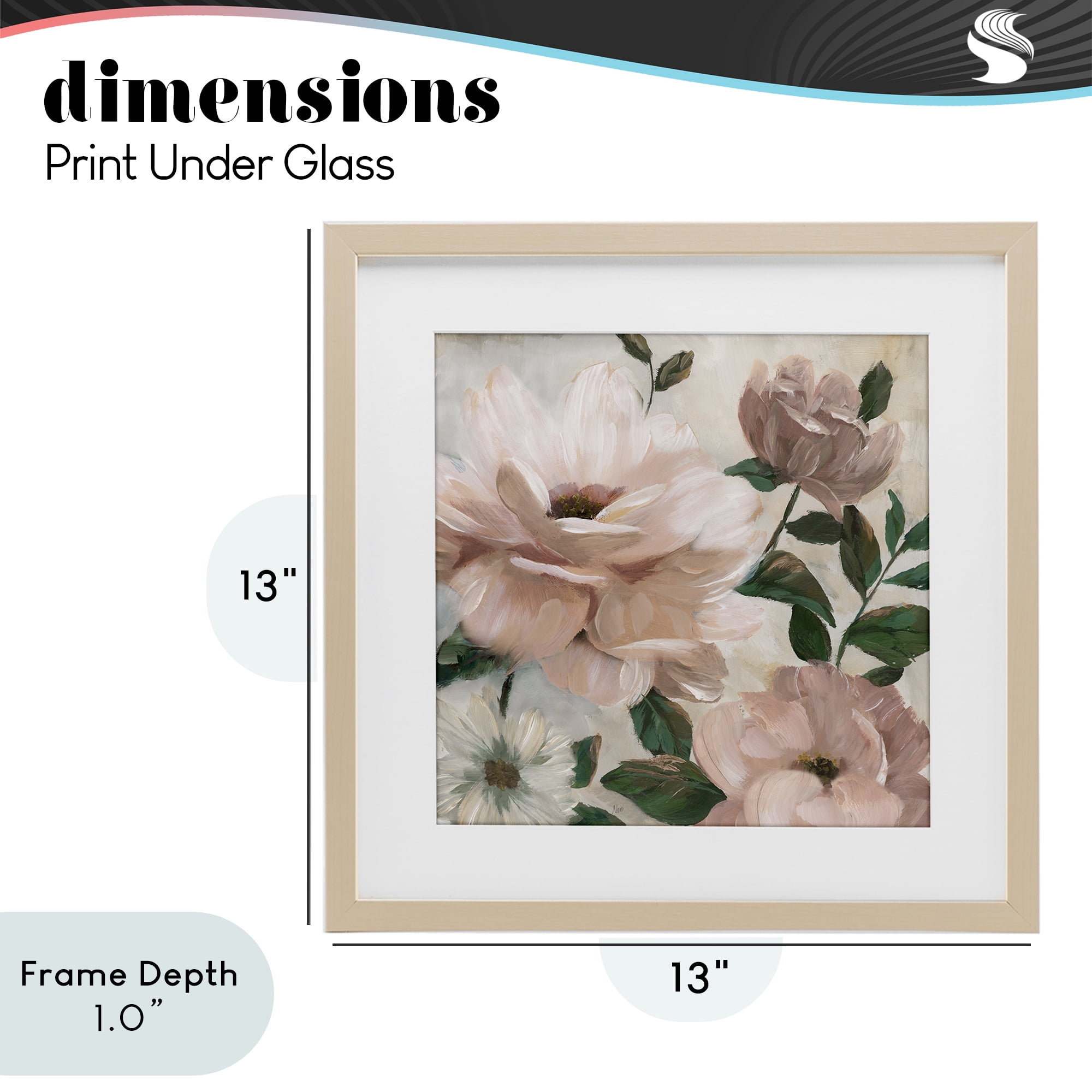 Stupell Industries Budding Blush Peonies & Leaves Birch Framed Print Under Glass, design by Nan