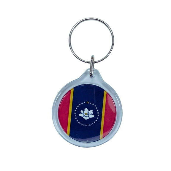 Round Acrylic Keychain - State Flag Mississippi - USA | Lightweight Travel Keepsake, Collectible Souvenir, Everyday Key Accessory