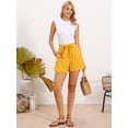 thumbnail image 4 of DARING DIVA Women‘s Tie Belt Waist Paper Bag Dressy Shorts X-Small Yellow, 4 of 6