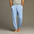 thumbnail image 2 of WTOBBY Men's Casual Drawstring Cuffed Pants with Pockets, Soft Home Sleepwear Lounge Pajama Bottoms for Relaxation, Comfortable Fit,Light Blue M, 2 of 8