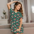 thumbnail image 3 of Logiee Santa Hat Joy Green Festive Print Nightgowns for Women,Soft Short-Sleeved Lightweight Sleepwear, Loose Sleepshirts, 3 of 6