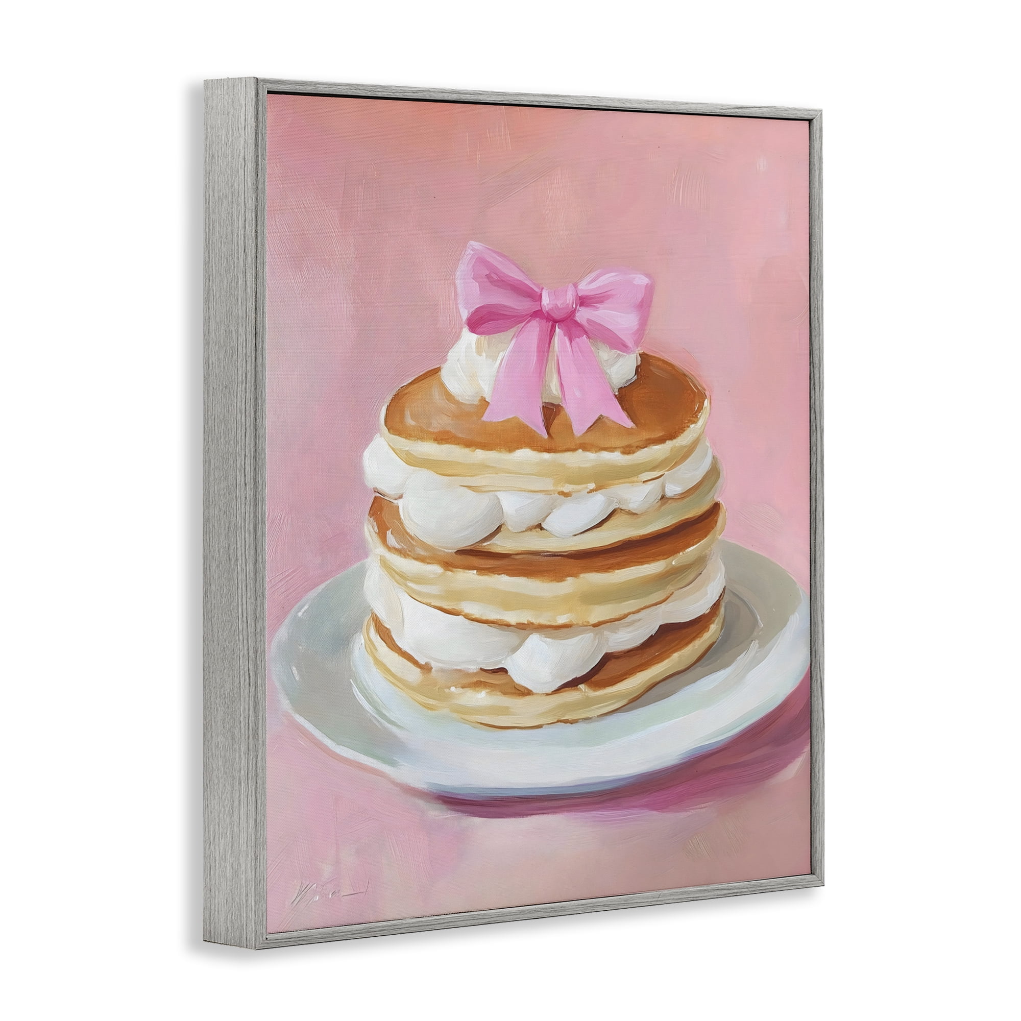 Stupell Industries Coquette Pancakes with Whipped Cream Gray Framed Giclee Art, design by The Prints Vibe
