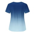 thumbnail image 2 of Fanxing Stretch Scrubs Tops Womens Gradient Print V Neck Nurse Uniform Short Sleeve Swing Blouse Loose Fit Scrub Shirt Workwear S-2XL, 2 of 3