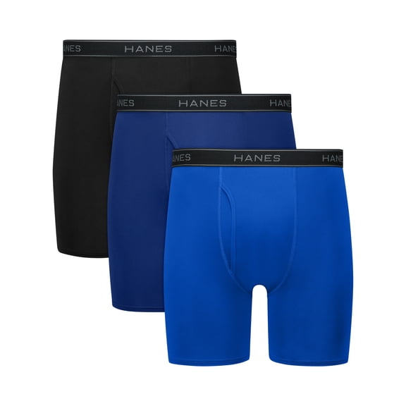 Hanes Mens Underwear Boxer Briefs, 3-Pack, Performance Stretch Boxer Brief Underwear for Men