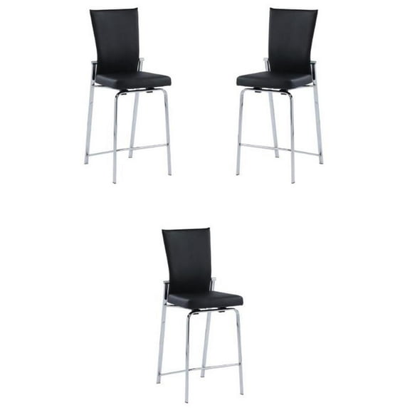 Home Square 42" Motion Back Metal Counter Stool in Black & Chrome - Set of 3