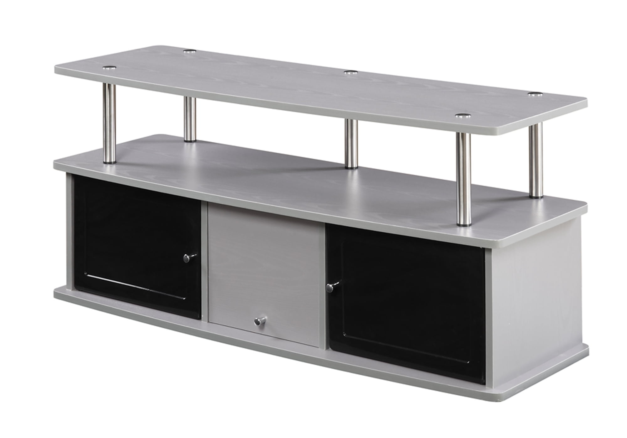 Designs2Go TV Stand with 3 Storage Cabinets and Shelf for TVs up to 55 inches, Gray