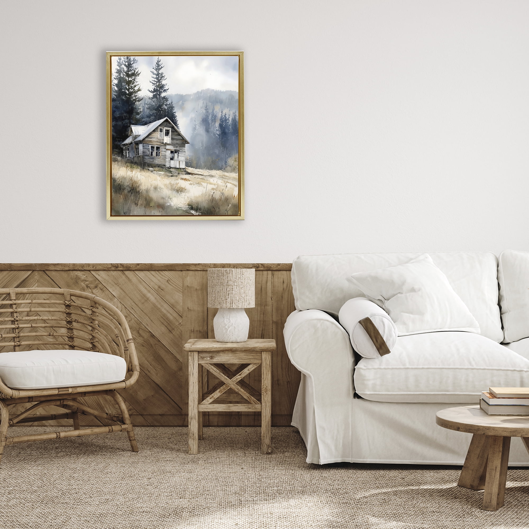 Stupell Industries Old Mountain House Gold Framed Floater Canvas Wall Art, design by Franklyn Gregory