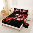 thumbnail image 2 of Castle Fairy Sport Soccer Queen Sheets 4 Pieces, Gradient Shattered Pattern Queen Sheet Sets, Black Red White,1 Fitted Sheet, 1 Flat Sheet and 2 Pillowcases, 2 of 6