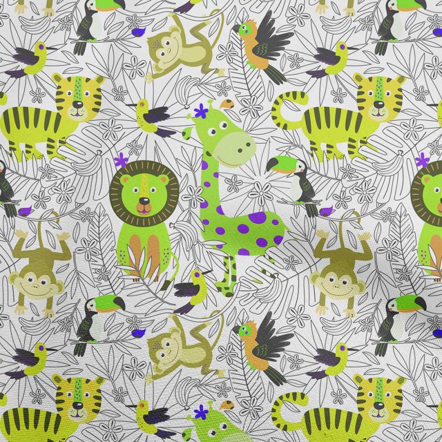 oneOone Rayon Light Green Fabric Cute Animal Craft Projects Decor Fabric Printed By The Yard 56 Inch Wide