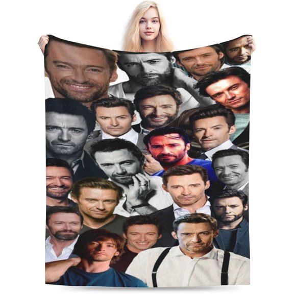 Blanket Hugh Jackman Soft and Comfortable Wool Fleece Throw Blankets Gift for Home Decoration Sofa Office car Camping Yoga Travel Home Decoration Cozy Plush Beach