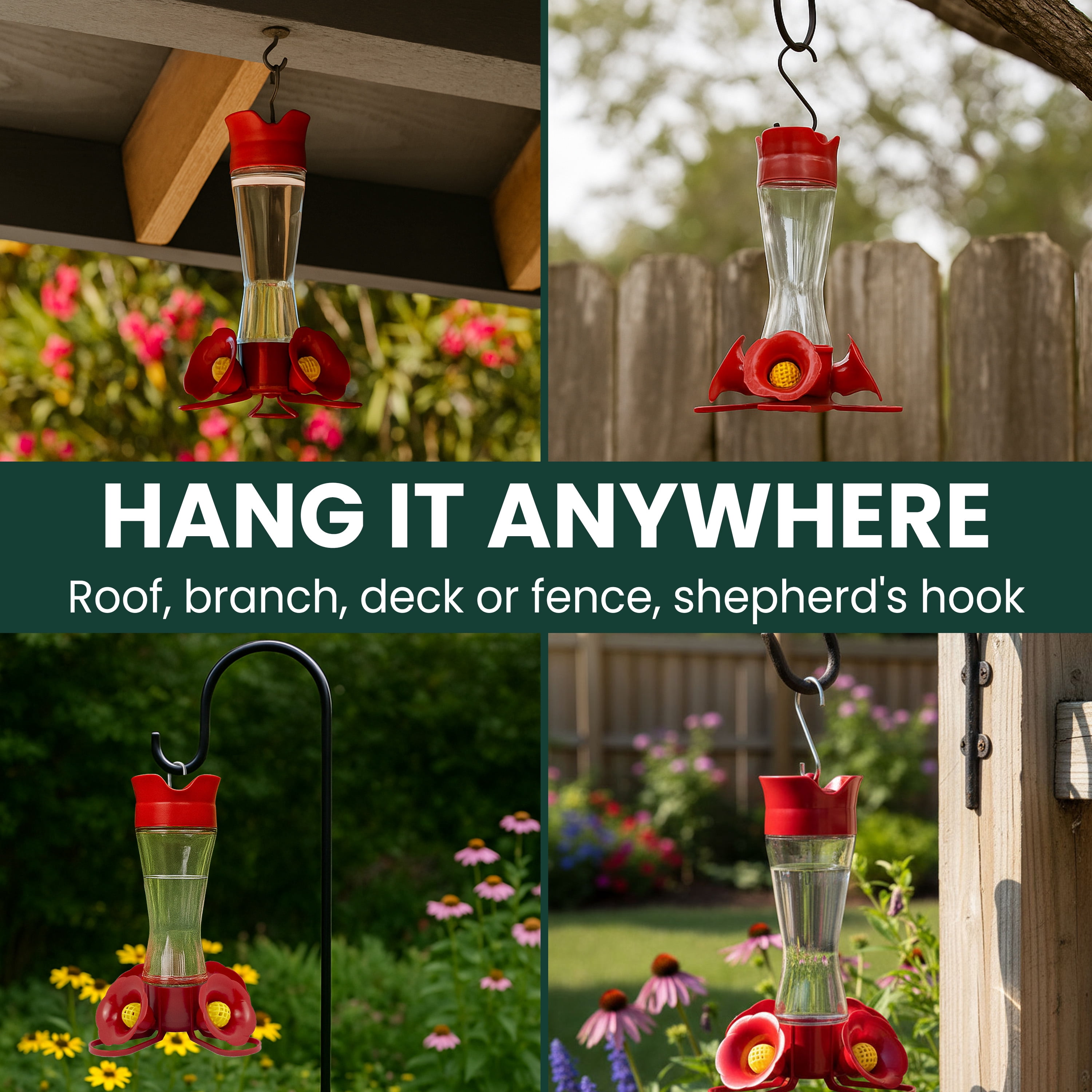 Perky-Pet Pinch-Waist Glass Hummingbird Feeder 8 oz Capacity, Red