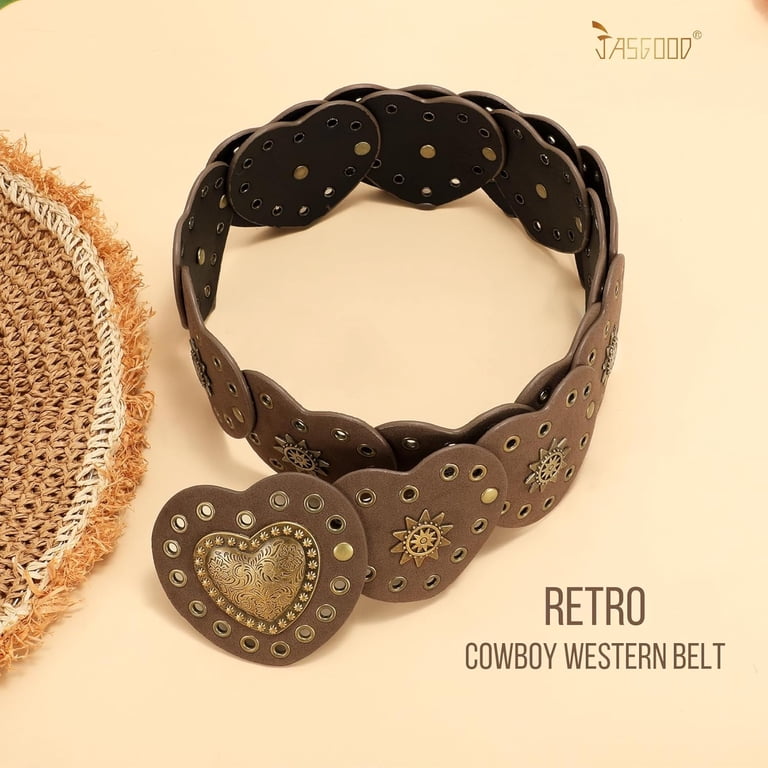 Western Belts for Women Wide Hollow Disc Leather Belt  display picture 2