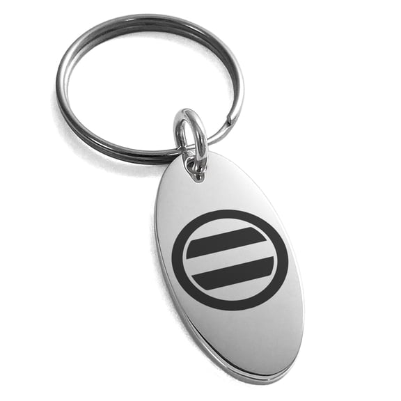 Stainless Steel Ashikaga Samurai Crest Engraved Small Oval Charm Keychain Keyring