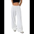 thumbnail image 3 of Pantalones Deportivos Rectos de Pierna con Cintura con Cordón para Mujer, Pantalones Casuales Holgados y Largos de Verano. M, 3 of 9
