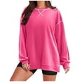 thumbnail image 3 of Oversized Women's Sweatshirts Long Sleeve Crewneck Side Zipper Pullover Hoodie Fall Trendy Clothes Loose Fit Warm Casual Streetwear | CSEONE,Hot Pink L, 3 of 9