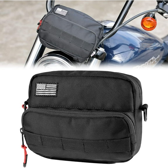 Motorcycle Bag Handlebar Tool Bag Storage Saddlebag for Front Fork Handle Bar Sissy Bar Compatible with Cruiser Softail Dyna Sportsters