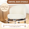 thumbnail image 3 of ClinQ Swivel Counter Height Bar Stools Set of 3, Fabric Upholstered Barrel Bar Chairs with Auto Return, Curved Back and Black Metal Frame, Linen, 3 of 7