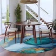 thumbnail image 3 of Round Rugs 5Ft, Turquoise Gold Round Area Rug Washable Indoor Throw Carpet, Modern Teal Blue Marble Textured Soft Non Slip Circle Rug for Cabinet Bathroom Home Decor Aesthetic, 3 of 8