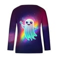 thumbnail image 5 of Fznquz Blouses for Women Dressy Purple Ghost Halloween Plus Size Shirt Long Sleeve V Neck Cute Casual Women Shirts, 5 of 5
