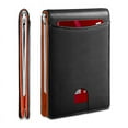 thumbnail image 2 of Cow Leather Card Sleeve Microfiber PU Card Bag RFID Anti-theft Brush Wallet Cardholder (Black microfiber), 2 of 6