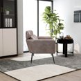 thumbnail image 5 of CLEARANCE! 51"W Classical Loveseat Small Sofa Small Mini Room Couch Two-Seater Sofa With 2 Throw Pillows Black Metal Legs for Small Space Office Studio Apartment Bedroom, Taupe Bronzing Suede, 5 of 9