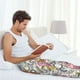 thumbnail image 5 of Balery Skull and Flowers Pantalones de pijama para hombre, pijama ultraligero, pantalón de descanso-XX-Large, 5 of 6