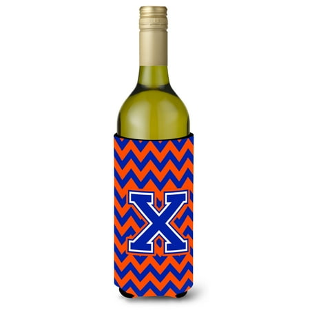 

Carolines Treasures CJ1044-XLITERK Letter X Chevron Orange and Blue Wine Bottle Beverage Insulator Hugger Wine Bottle