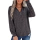 thumbnail image 1 of Mujer Prendas de Punto Solapa Jersey Manga Larga Suéter de Punto Otoño Invierno Ropa Exterior Casual Top Gris Oscuro XL, 1 of 6