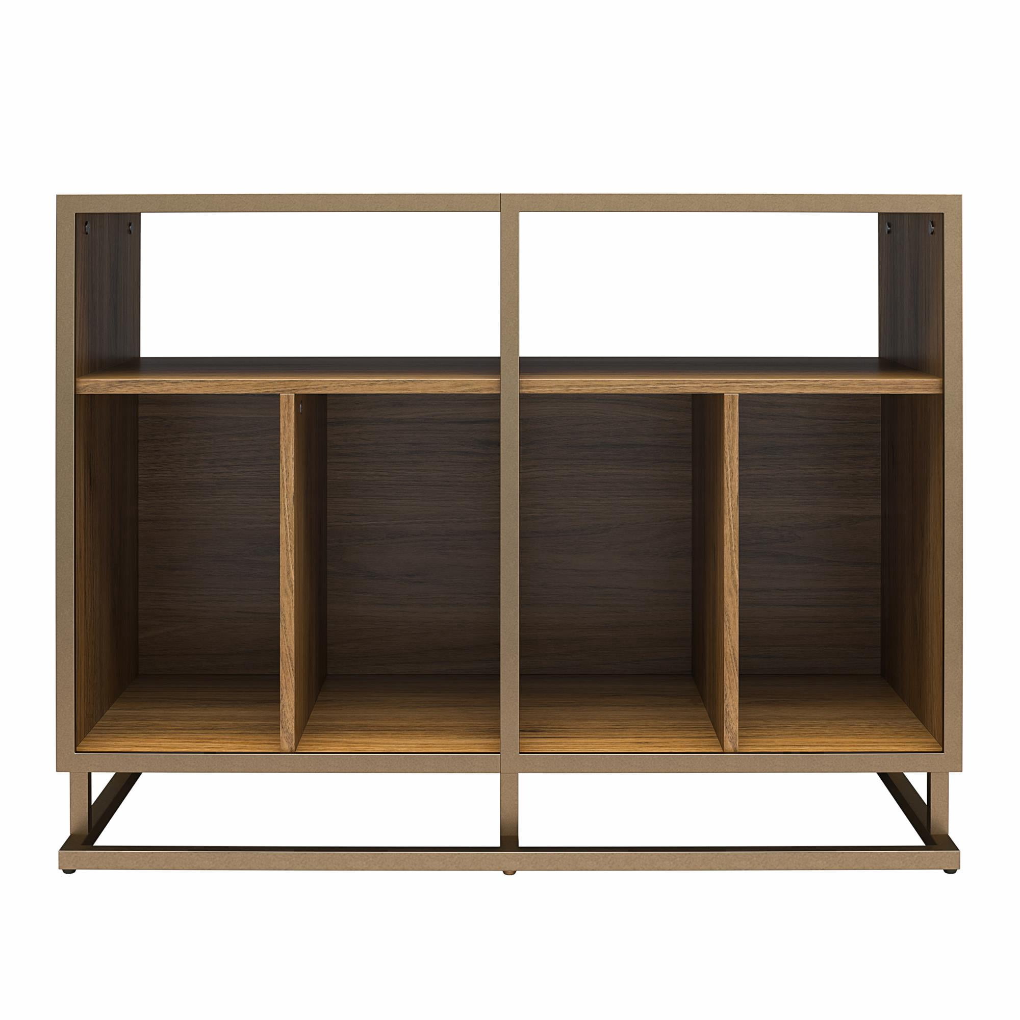 Novogratz Regal Double Wide Record Station/Accent Cabinet, Walnut