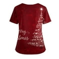 thumbnail image 4 of BDPORKAS Women's Christmas Nursing Uniform Cute Santa Snowman Print Scrub Tops with Two Pockets Short Sleeve V Neck Workwear Stretchy Working Uniform Scrubs, 4 of 5