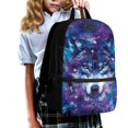 thumbnail image 3 of Yuyamidu Galaxy Wolf Backpack Set for Girls 8-12, 3rd-6th Grade, Lightweight 17 Inch Large Bookbag with Lunch Box, Water Bottle Sleeve, Pencil Case & Keychain, 5-Piece Back to School Supplies, 3 of 7