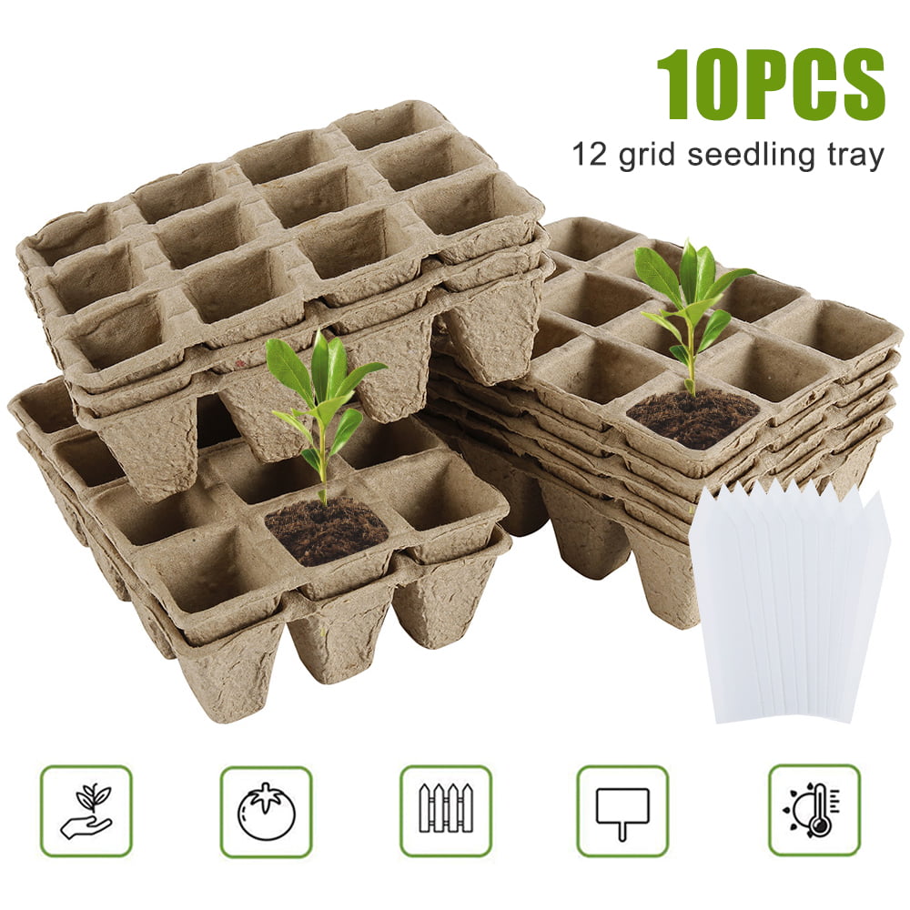 10pcs Cells Seedling Starter Tray Easy Pop Out Cell Seed Grow Box For Gardening 
