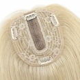 thumbnail image 4 of MY-LADY Clip in Hair Topper 100% Remy Human Extensions Women Toupee Silk Base Hairpiece with Bangs for Loss Hair #613 Bleach Blonde 12", 4 of 9