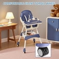 thumbnail image 5 of Portable Baby High Chair with Lockable Wheels, Multi-Use Toddler Feeding Chair, Easy to Clean Highchair with Toy Storage Basket, Blue, 5 of 6