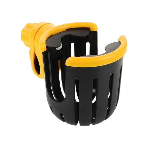WORGEOUS 2pcs Stroller Cup Holder Universal Cup Holder Rotatable Bike Cup Holder with Handlebar Bottle Holder Attachment for Bike Walker Wheelchair Organizer Black Yellow